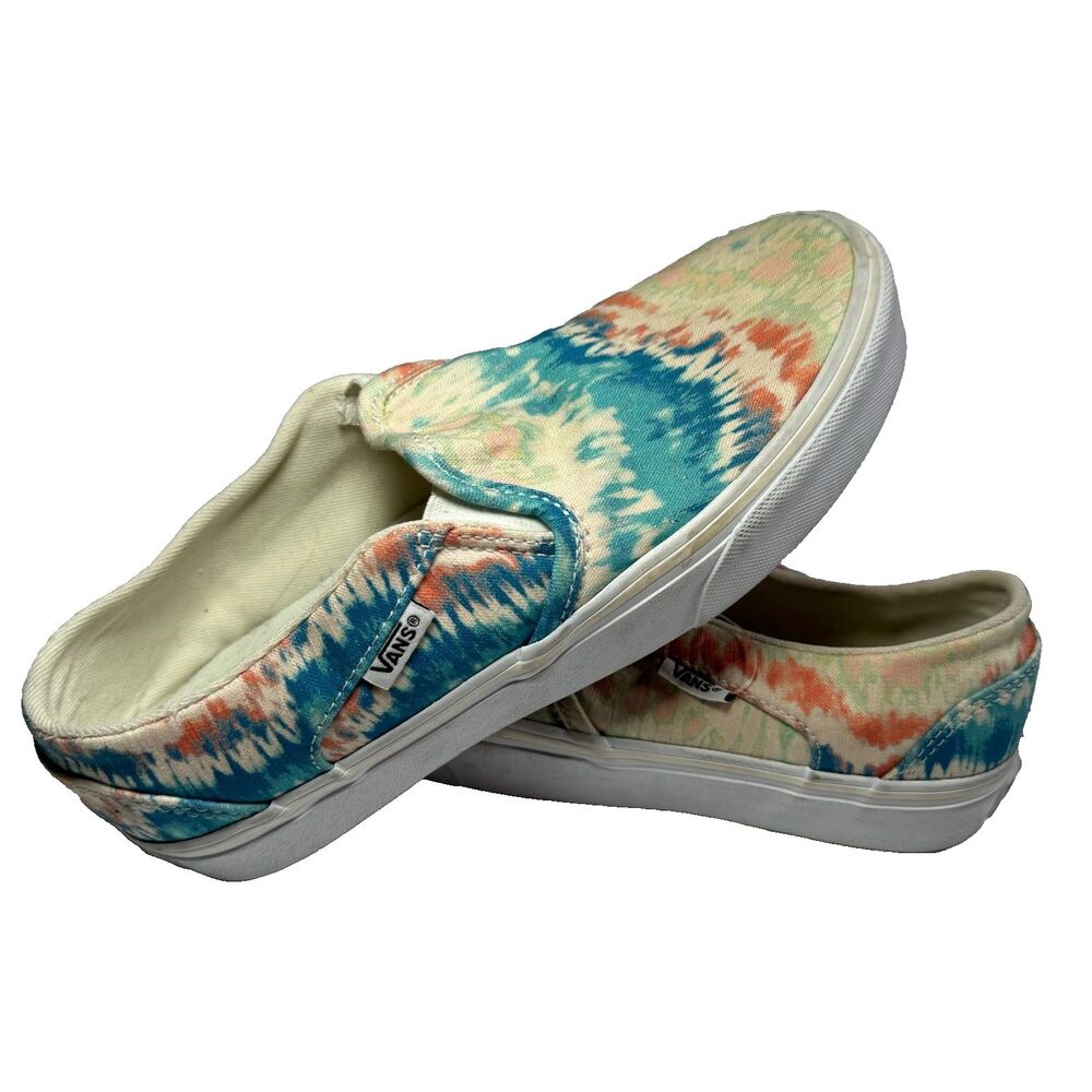 VANS Shoes Women's 7 Tie Dye Pastel Water Color Aura Shift ASHER Slip On Comfy